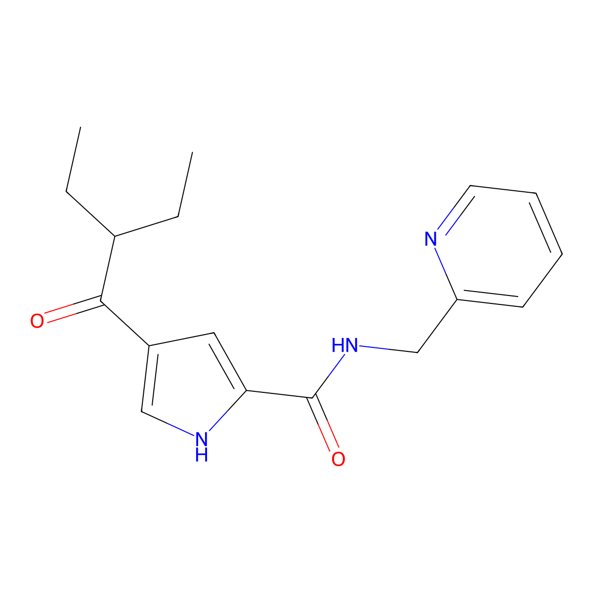 4-(2-ethylbutanoyl)-N-(2-pyridinylmethyl)-1H-pyrrole-2-carboxamide molecular structure, CAS 439120-74-8