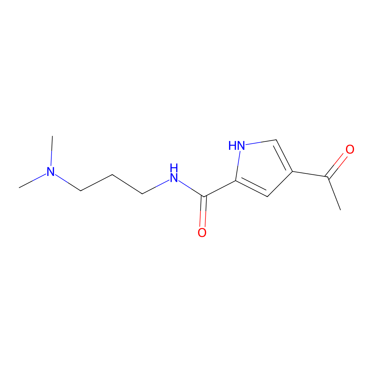 4-acetyl-N-[3-(dimethylamino)propyl]-1H-pyrrole-2-carboxamide molecular structure, CAS 439120-87-3