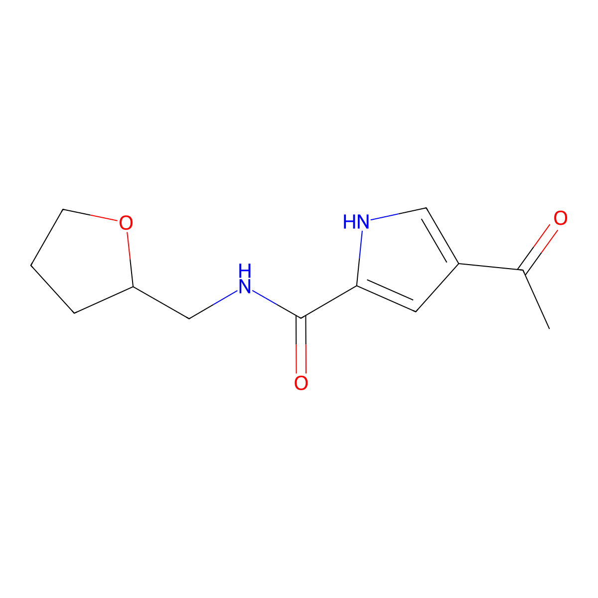 4-acetyl-N-(tetrahydro-2-furanylmethyl)-1H-pyrrole-2-carboxamide molecular structure, CAS 439120-89-5