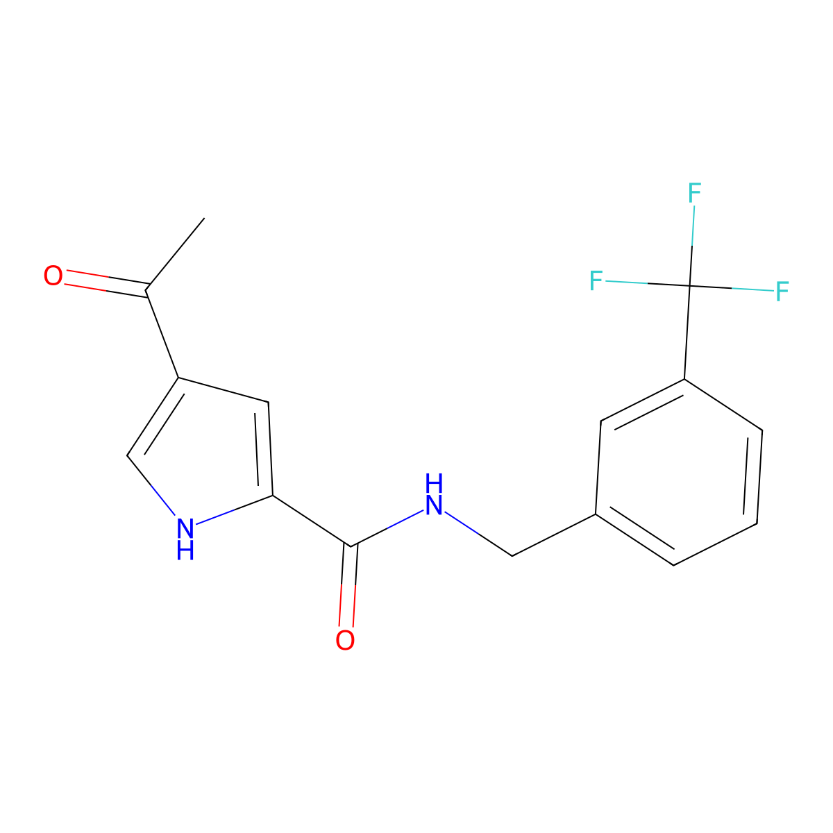 4-acetyl-N-[3-(trifluoromethyl)benzyl]-1H-pyrrole-2-carboxamide molecular structure, CAS 439120-91-9