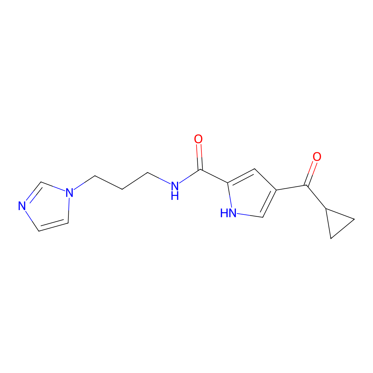4-(cyclopropylcarbonyl)-N-[3-(1H-imidazol-1-yl)propyl]-1H-pyrrole-2-carboxamide molecular structure, CAS 439121-02-5