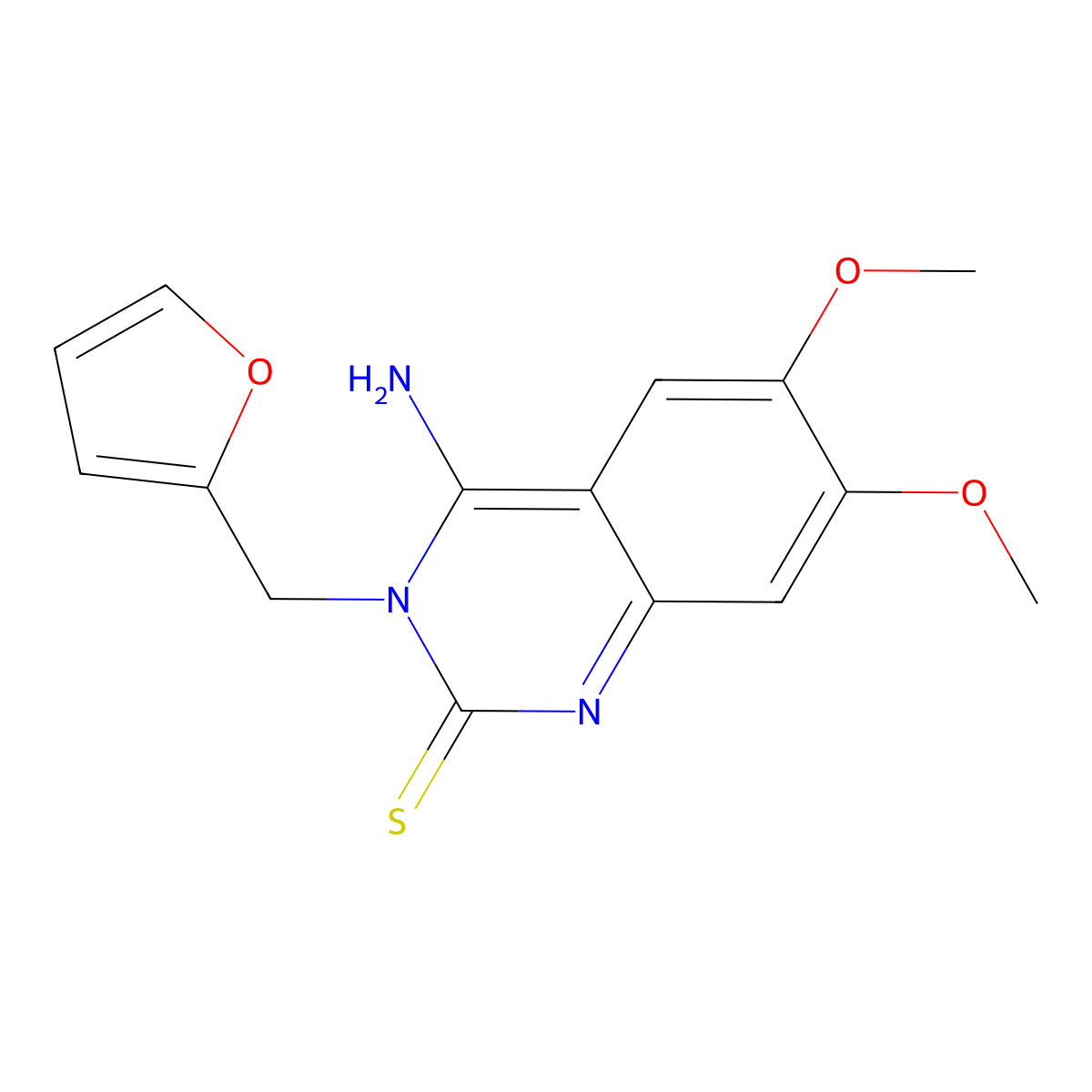 3-(2-furylmethyl)-4-imino-6,7-dimethoxy-3,4-dihydro-2(1H)-quinazolinethione molecular structure, CAS 439121-03-6