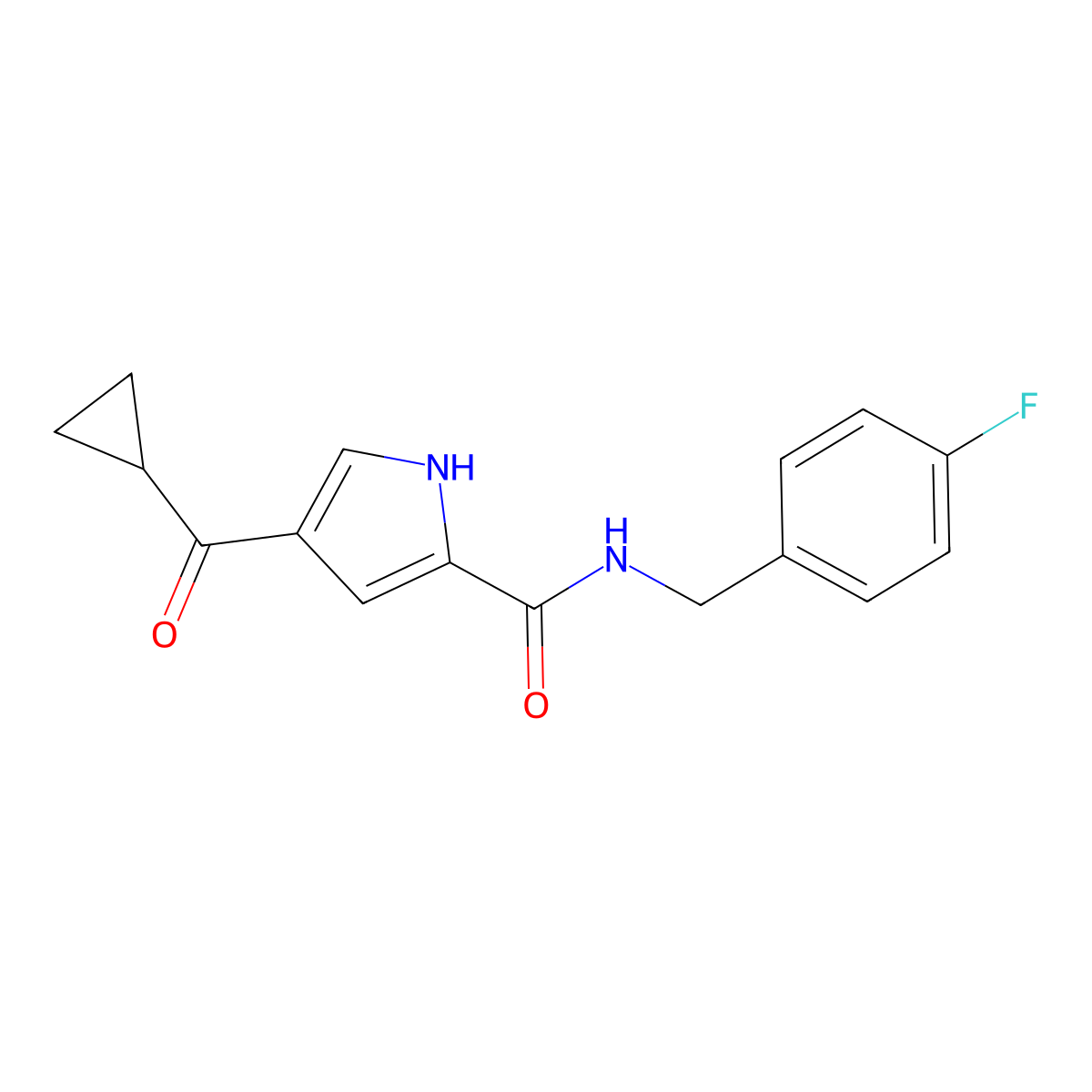 4-(cyclopropylcarbonyl)-N-(4-fluorobenzyl)-1H-pyrrole-2-carboxamide molecular structure, CAS 439121-04-7