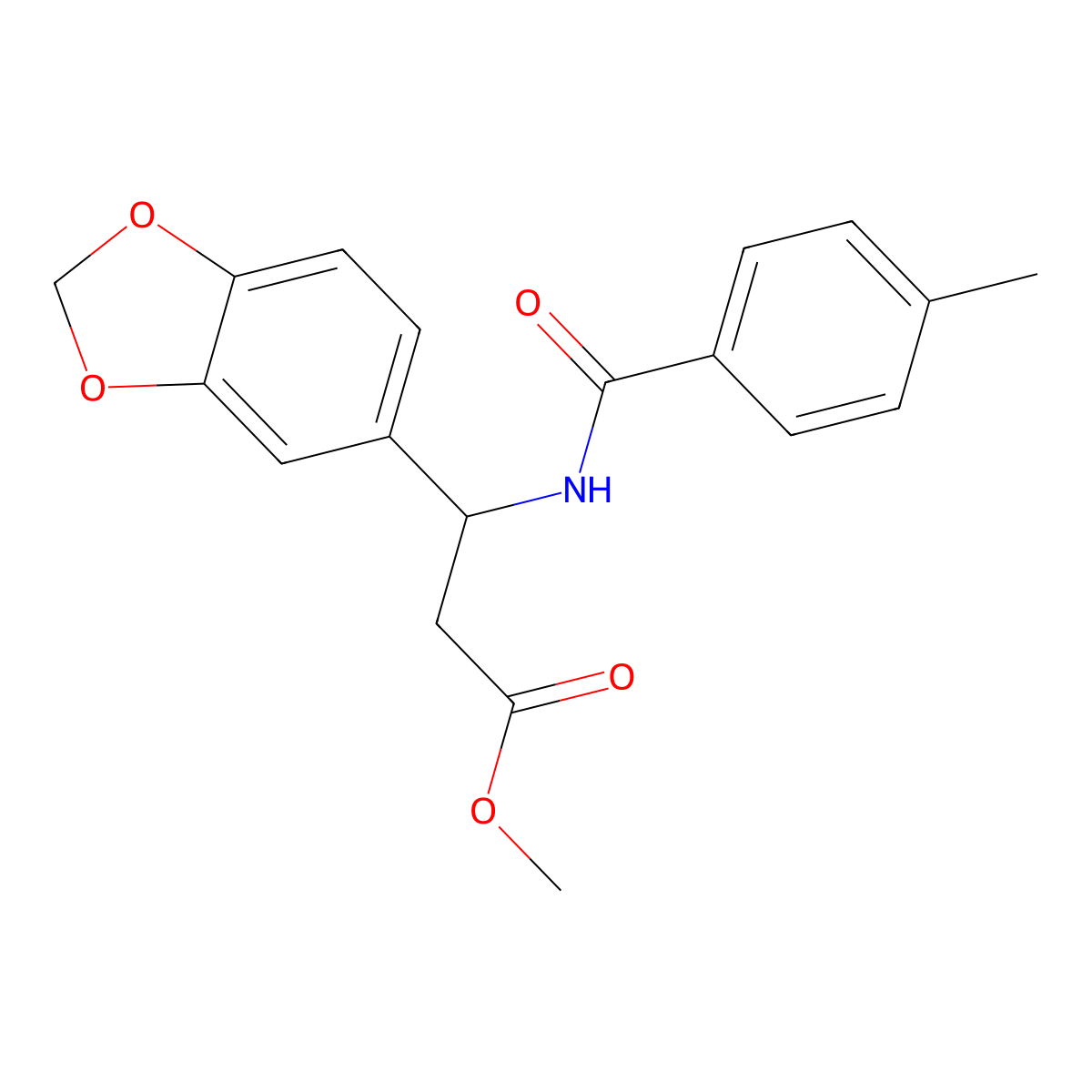 Methyl 3-(1,3-benzodioxol-5-yl)-3-[(4-methylbenzoyl)amino]propanoate molecular structure, CAS 439121-11-6