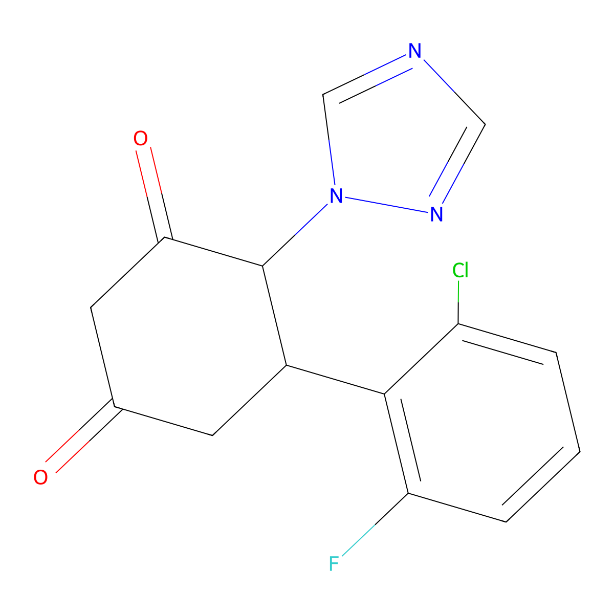 5-(2-chloro-6-fluorophenyl)-4-(1H-1,2,4-triazol-1-yl)-1,3-cyclohexanedione molecular structure, CAS 439121-24-1