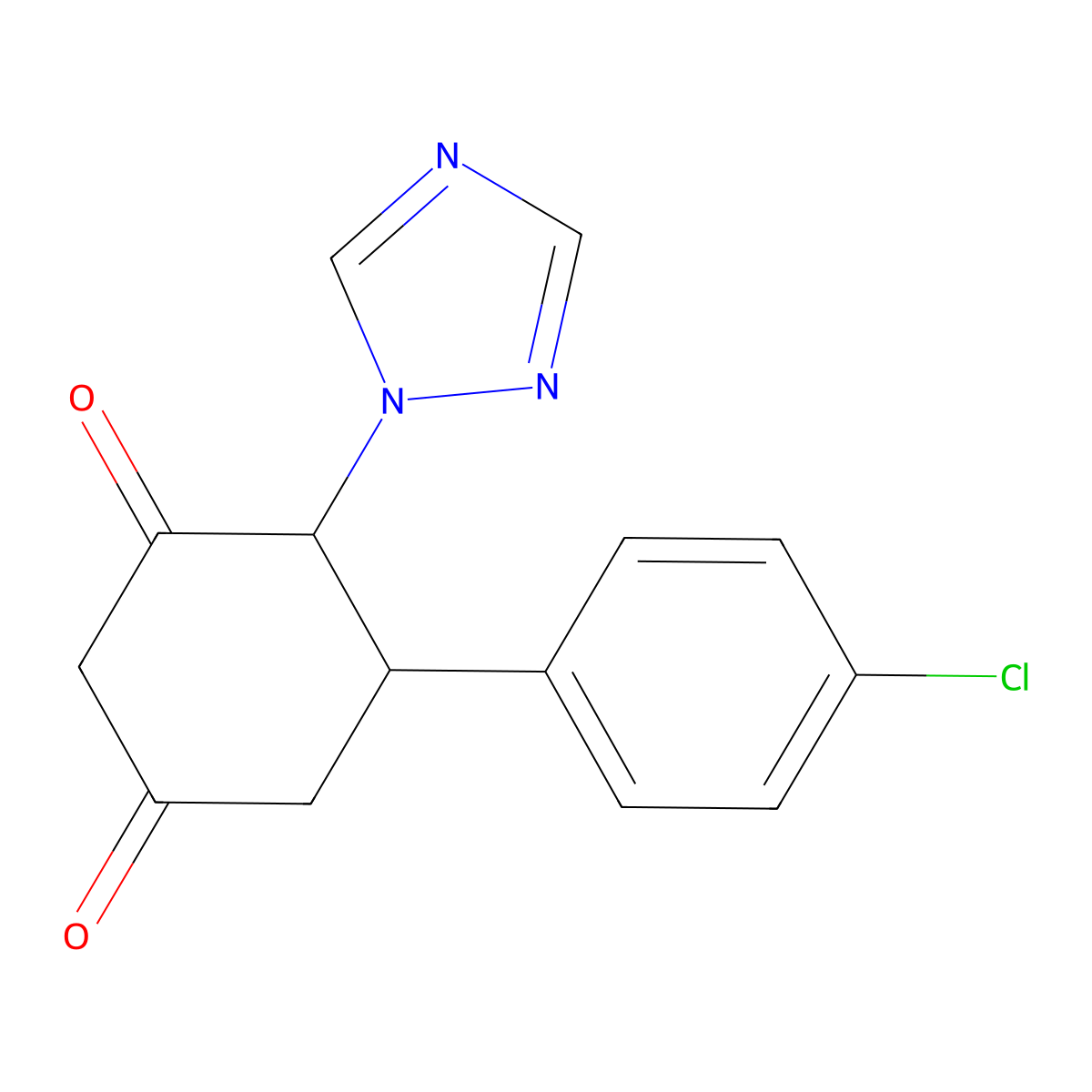 5-(4-chlorophenyl)-4-(1H-1,2,4-triazol-1-yl)-1,3-cyclohexanedione molecular structure, CAS 439121-26-3
