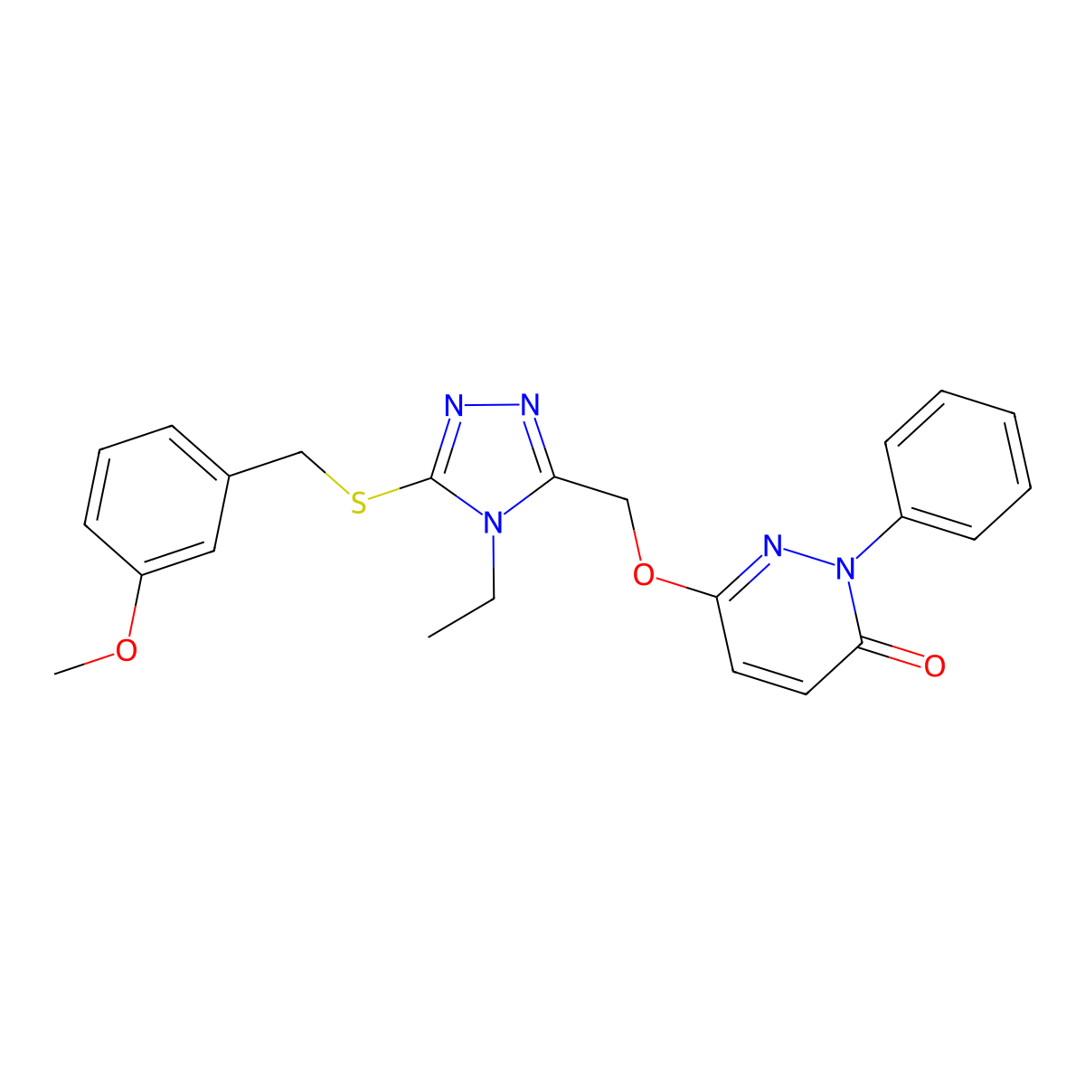 6-({4-ethyl-5-[(3-methoxybenzyl)sulfanyl]-4H-1,2,4-triazol-3-yl}methoxy)-2-phenyl-3(2H)-pyridazinone molecular structure, CAS 439121-29-6