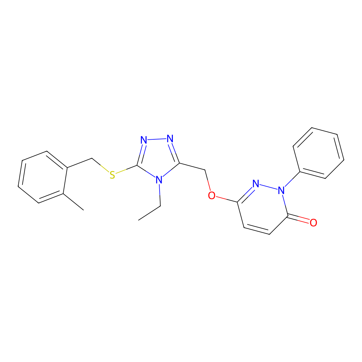 6-({4-ethyl-5-[(2-methylbenzyl)sulfanyl]-4H-1,2,4-triazol-3-yl}methoxy)-2-phenyl-3(2H)-pyridazinone molecular structure, CAS 439121-31-0