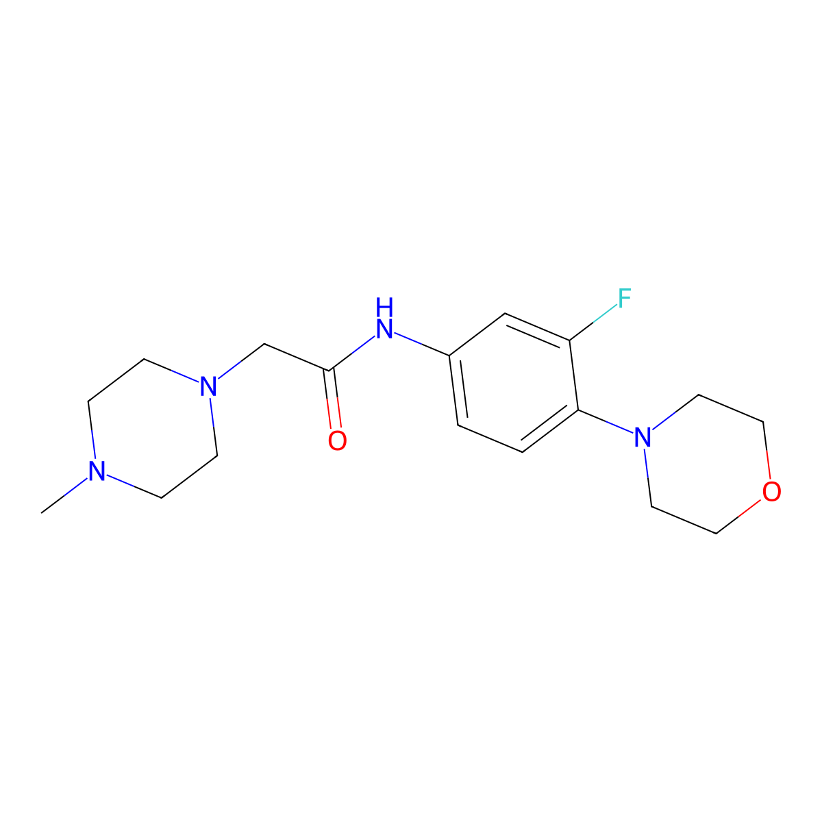 N-(3-fluoro-4-morpholinophenyl)-2-(4-methylpiperazino)acetamide molecular structure, CAS 439121-34-3