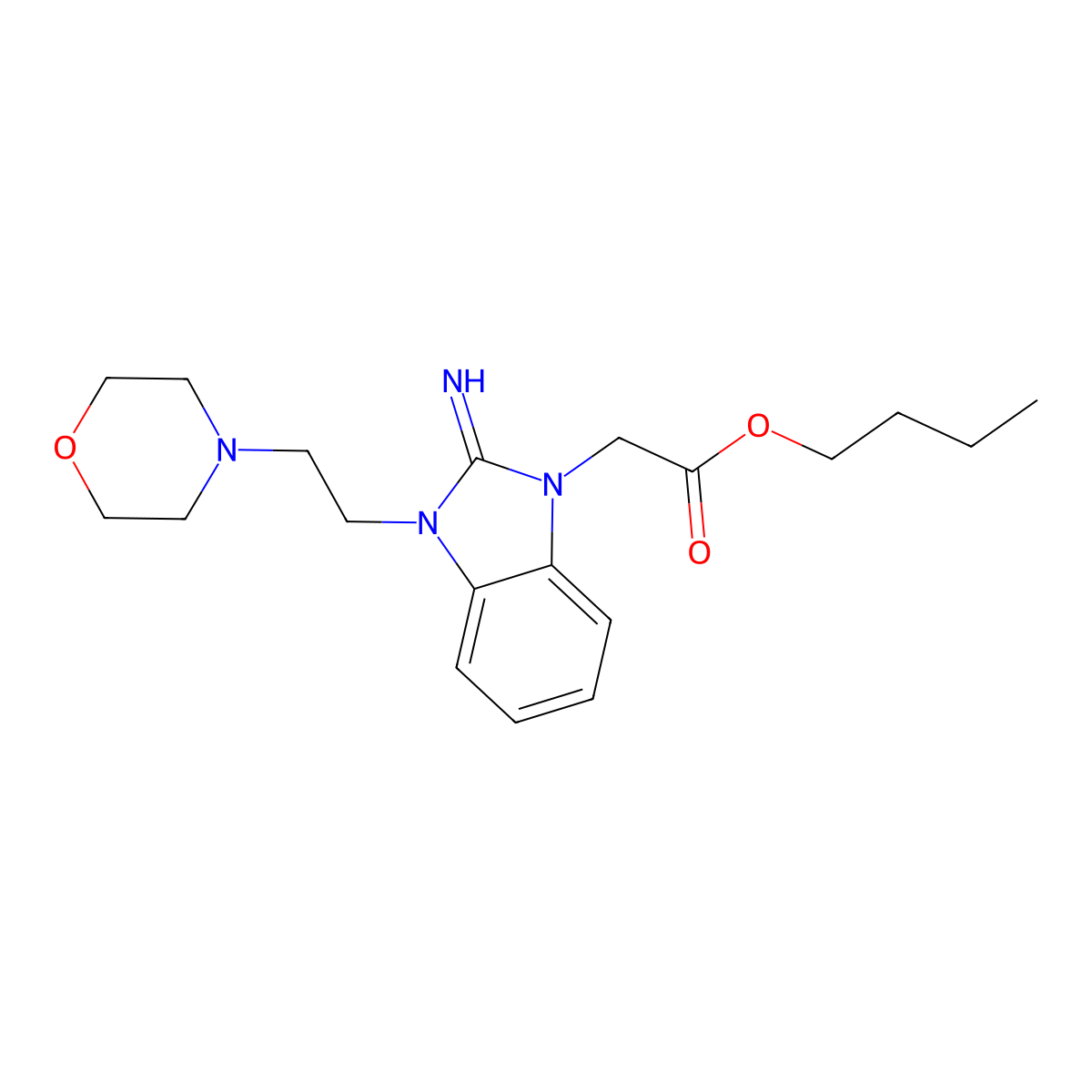 butyl {2-imino-3-[2-(morpholin-4-yl)ethyl]-2,3-dihydro-1H-benzimidazol-1-yl}acetate molecular structure, CAS 439121-46-7