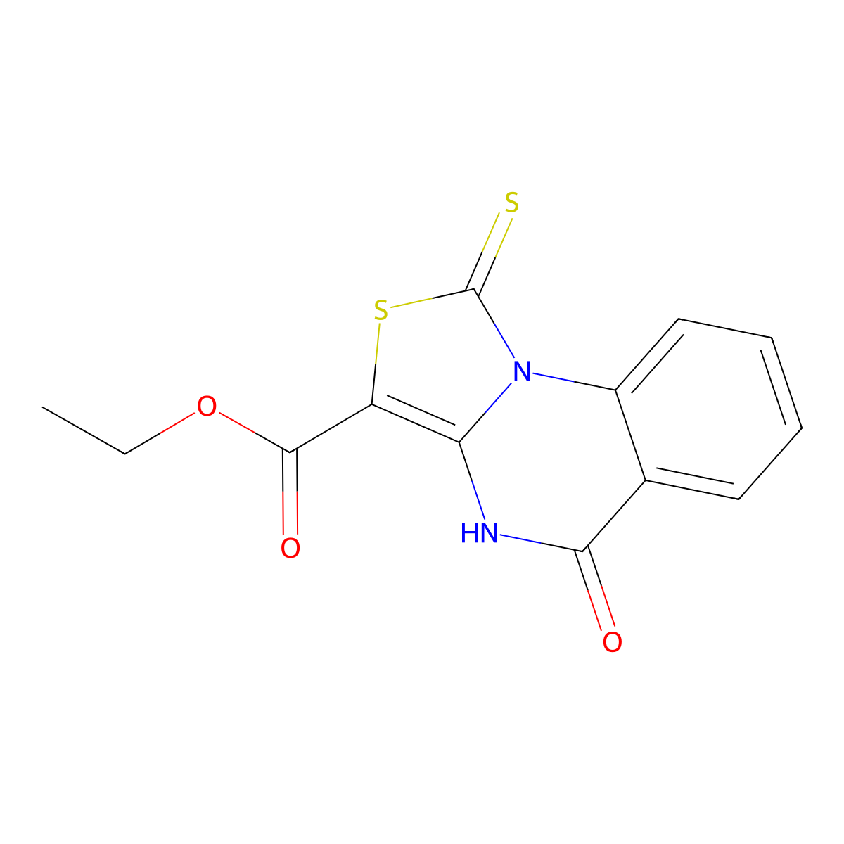 Ethyl 5-oxo-1-thioxo-4,5-dihydro[1,3]thiazolo[3,4-a]quinazoline-3-carboxylate molecular structure, CAS 439121-78-5