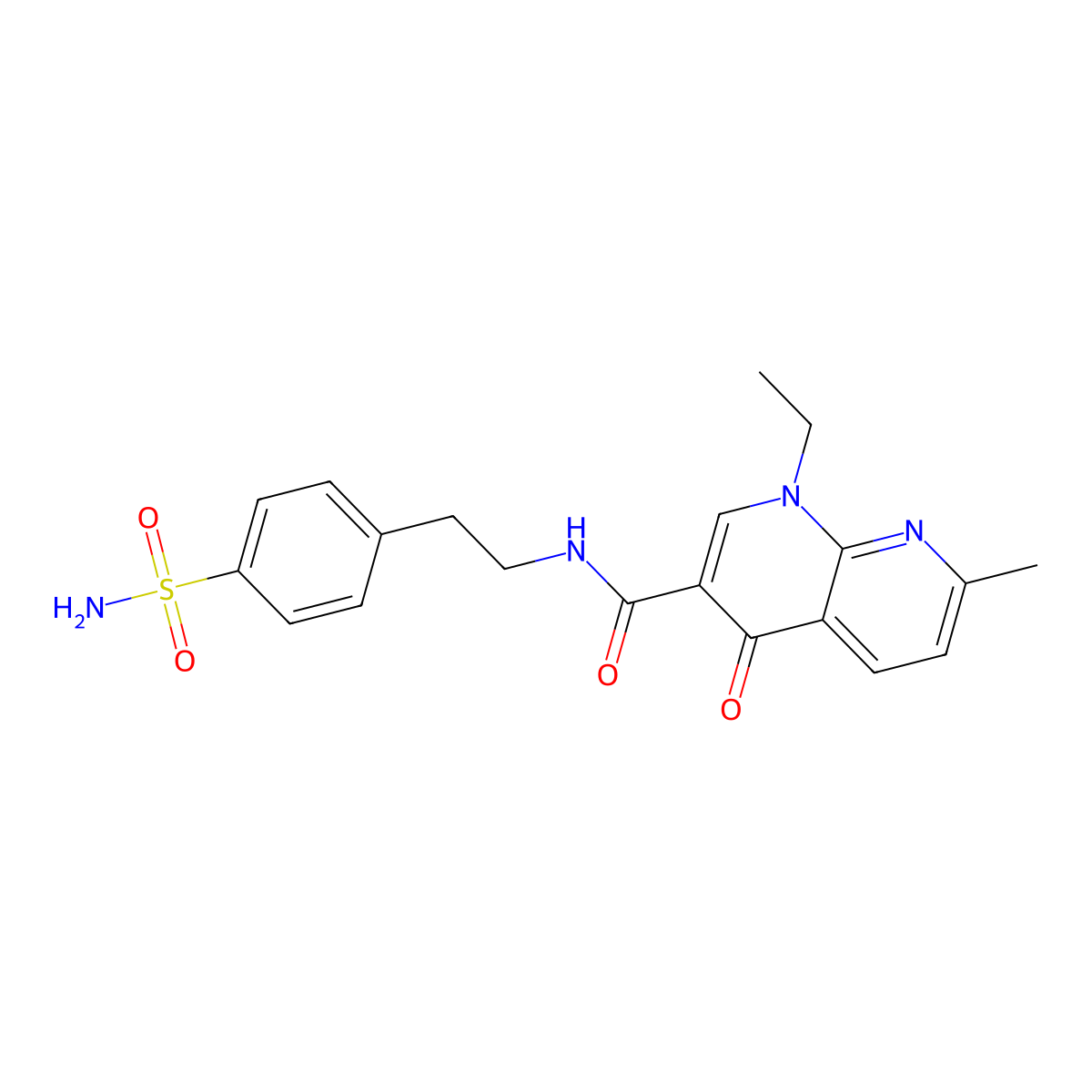 1-ethyl-7-methyl-4-oxo-N-[2-(4-sulfamoylphenyl)ethyl]-1,4-dihydro-1,8-naphthyridine-3-carboxamide molecular structure, CAS 439121-80-9