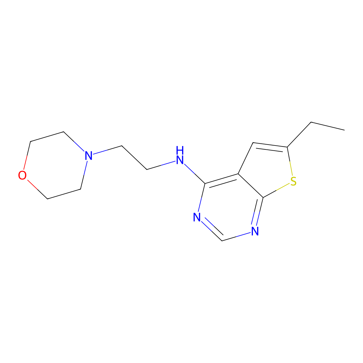 6-ethyl-N-(2-morpholin-4-ylethyl)thieno[2,3-d]pyrimidin-4-amine molecular structure, CAS 439121-94-5
