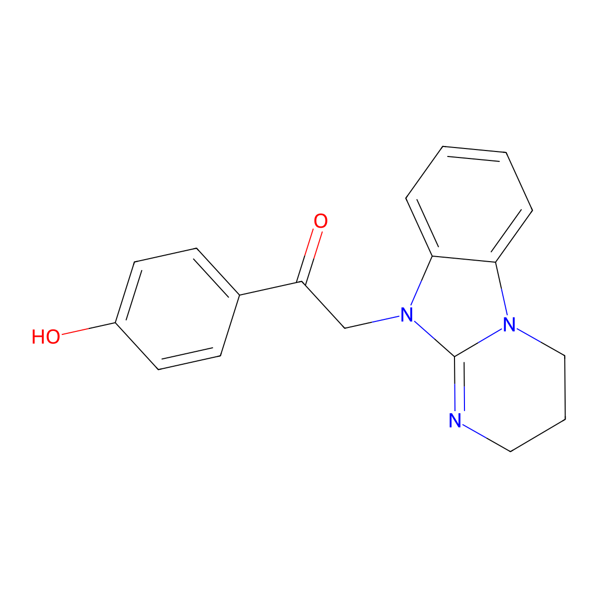 2-(3,4-dihydropyrimido[1,2-a]benzimidazol-10(2H)-yl)-1-(4-hydroxyphenyl)ethanone molecular structure, CAS 439122-18-6