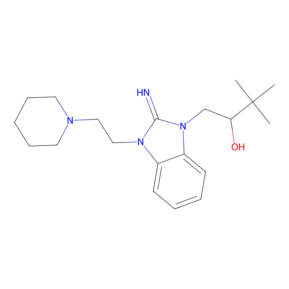 1-[2-Imino-3-(2-piperidin-1-ylethyl)benzimidazol-1-yl]-3,3-dimethylbutan-2-ol molecular structure, CAS 439125-10-7