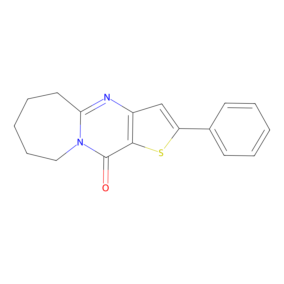 2-phenyl-6,7,8,9-tetrahydrothieno[3',2':4,5]pyrimido[1,2-a]azepin-11(5H)-one molecular structure, CAS 439125-38-9