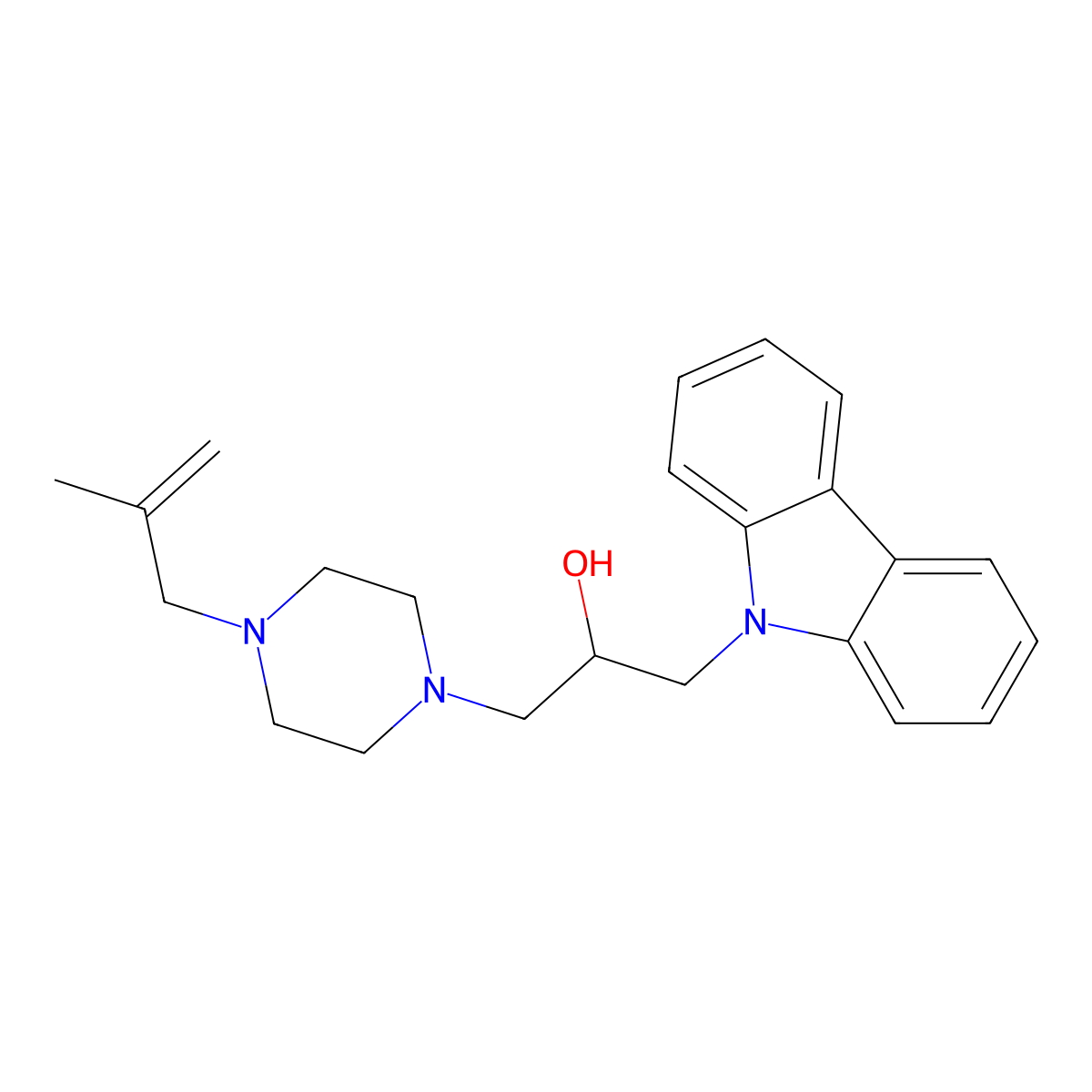 1-(9H-carbazol-9-yl)-3-[4-(2-methylprop-2-en-1-yl)piperazin-1-yl]propan-2-ol molecular structure, CAS 439125-62-9