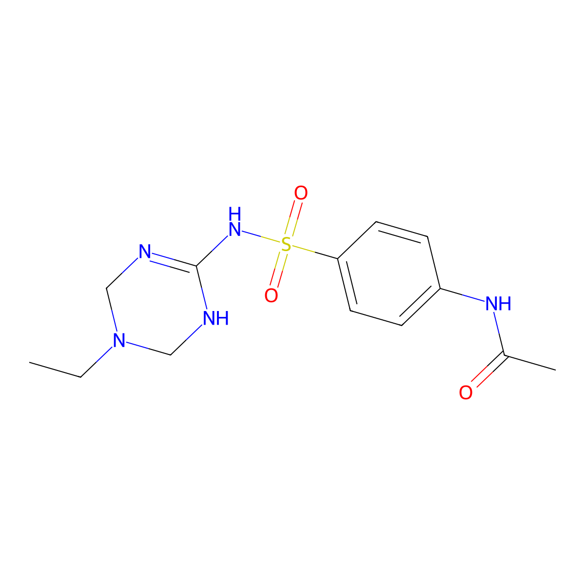N-{4-[(5-ethyl-1,4,5,6-tetrahydro-1,3,5-triazin-2-yl)sulfamoyl]phenyl}acetamide molecular structure, CAS 439126-64-4