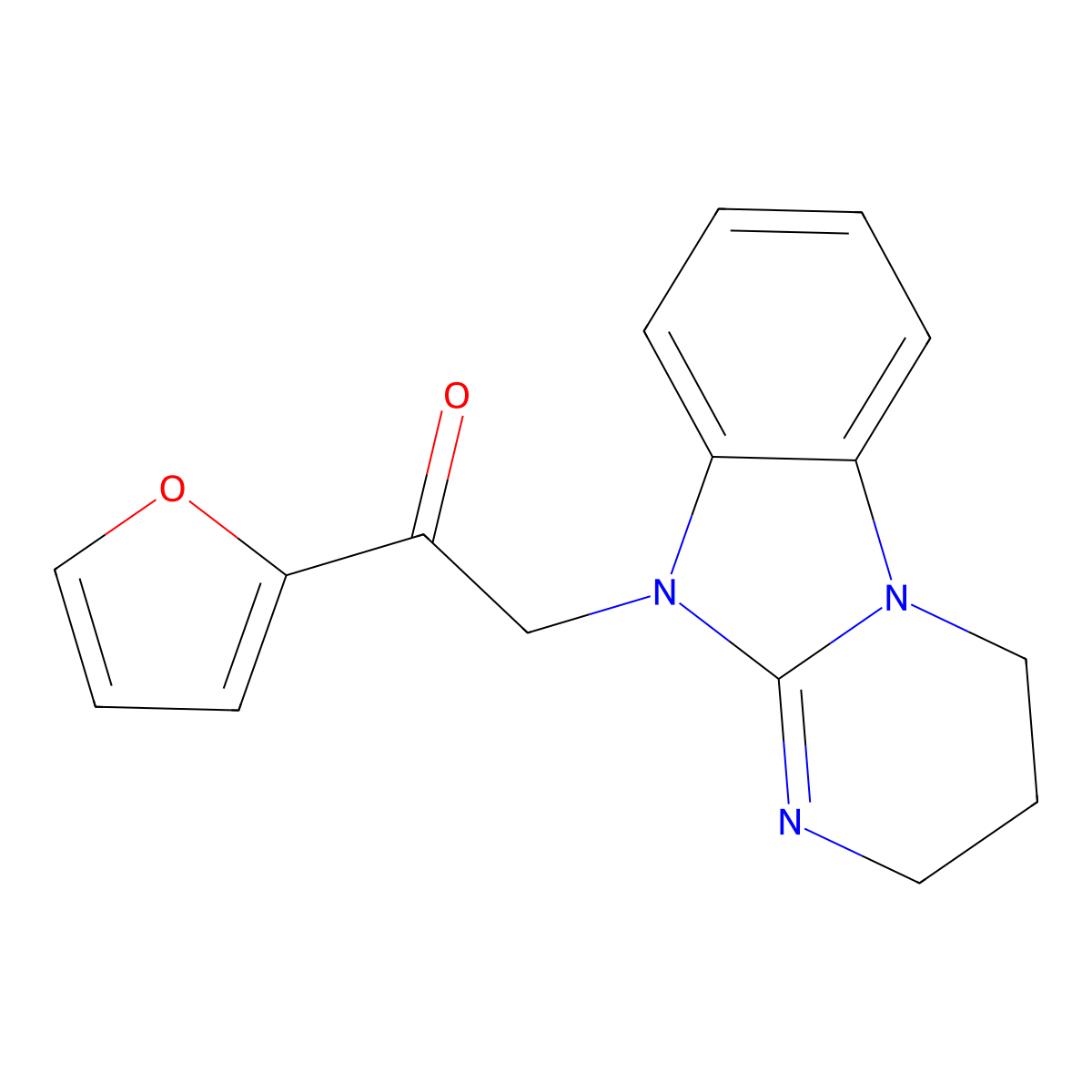 2-(3,4-dihydropyrimido[1,2-a]benzimidazol-10(2H)-yl)-1-(furan-2-yl)ethanone molecular structure, CAS 439126-98-4