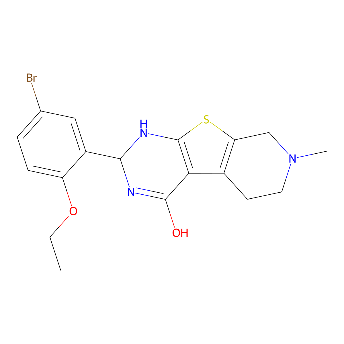 2-(5-Bromo-2-ethoxyphenyl)-7-methyl-1,2,5,6,7,8-hexahydropyrido[4',3':4,5]thieno[2,3-d]pyrimidin-4-ol molecular structure, CAS 439127-55-6