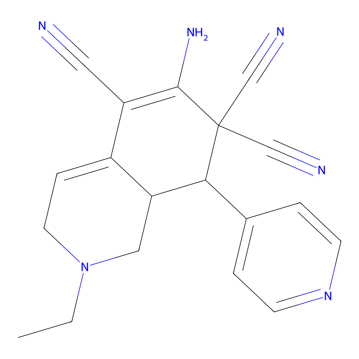 6-Amino-2-ethyl-8-pyridin-4-yl-1,3,8,8a-tetrahydroisoquinoline-5,7,7-tricarbonitrile molecular structure, CAS 439127-86-3