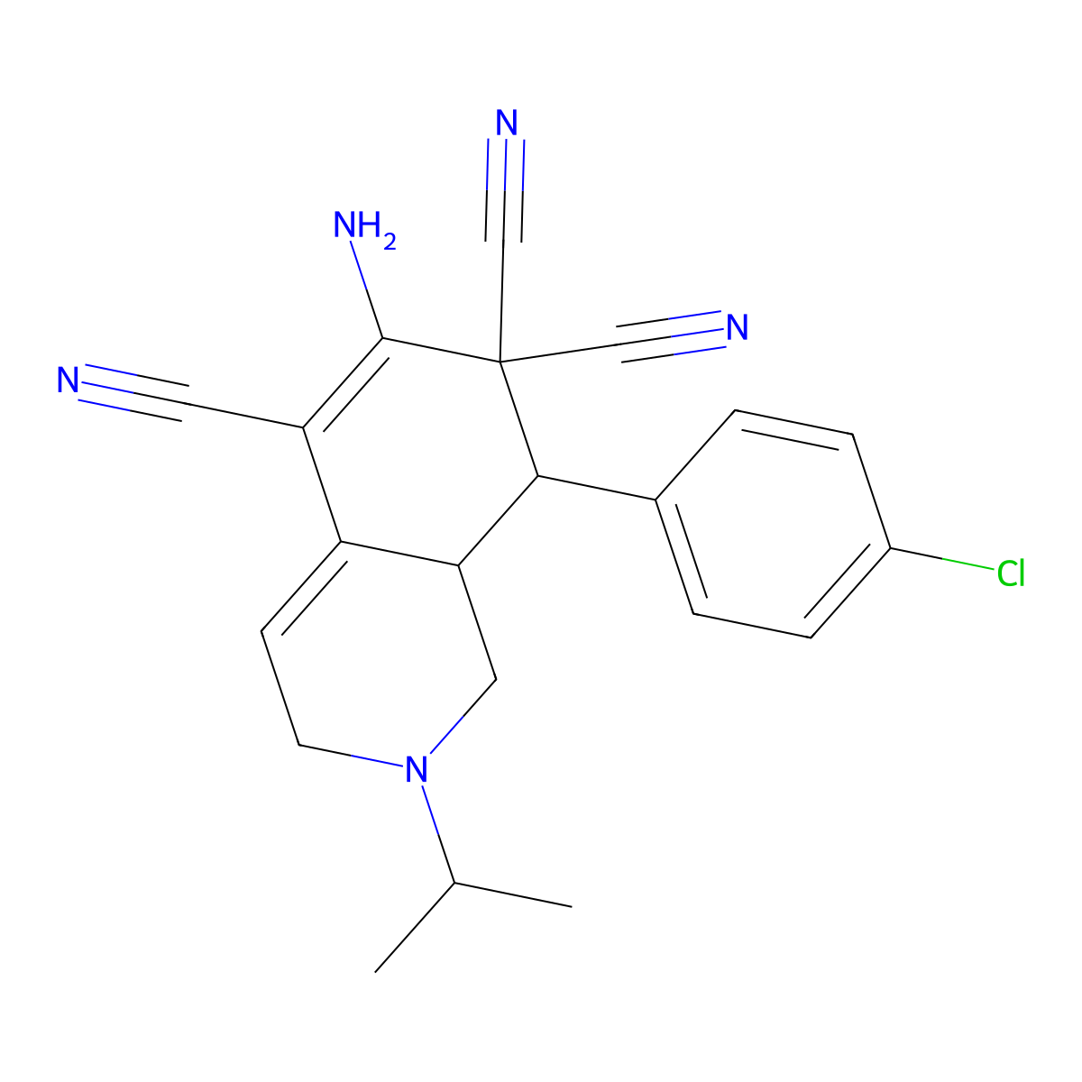 6-Amino-8-(4-chlorophenyl)-2-propan-2-yl-1,3,8,8a-tetrahydroisoquinoline-5,7,7-tricarbonitrile molecular structure, CAS 439127-91-0