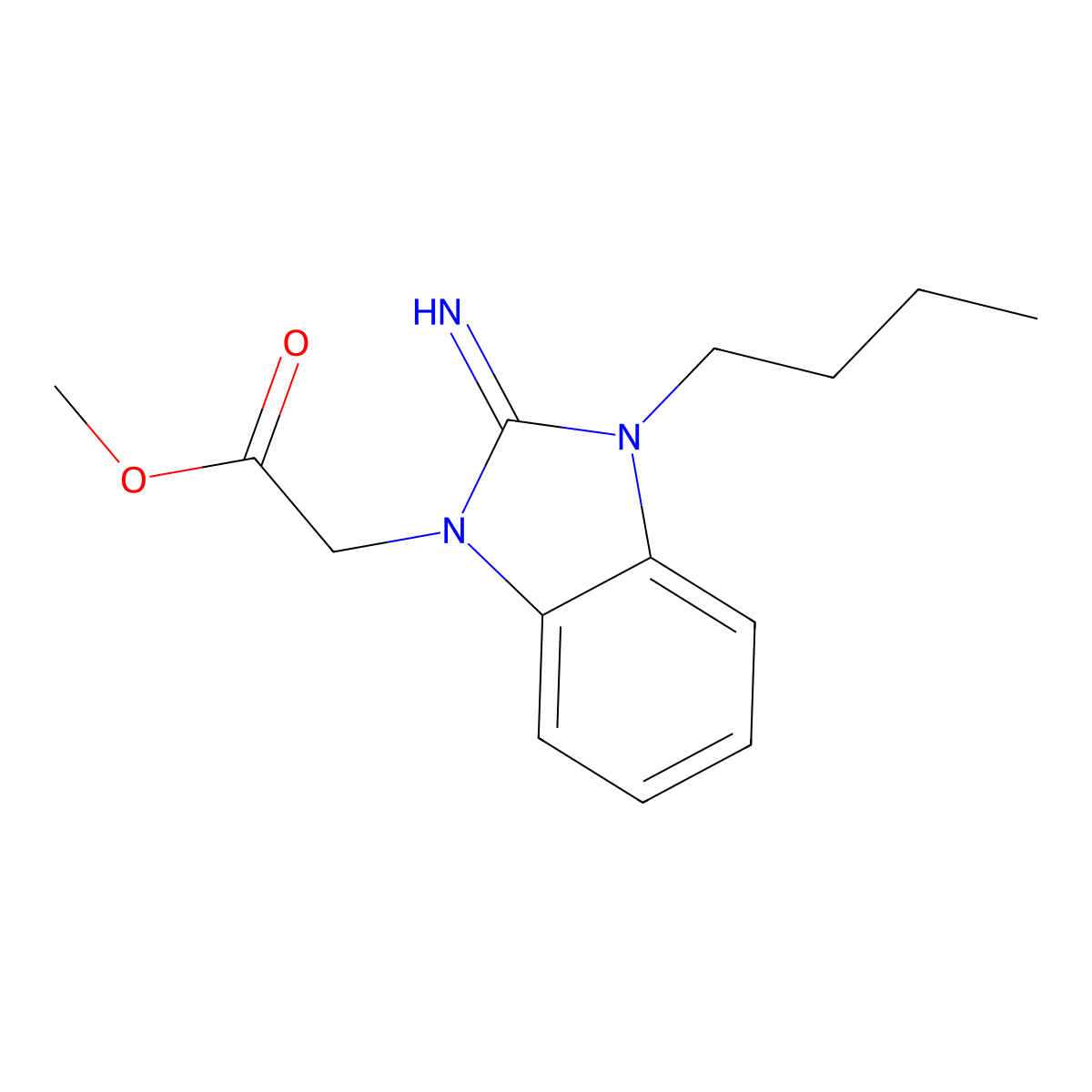 methyl (3-butyl-2-imino-2,3-dihydro-1H-benzimidazol-1-yl)acetate molecular structure, CAS 439128-37-7