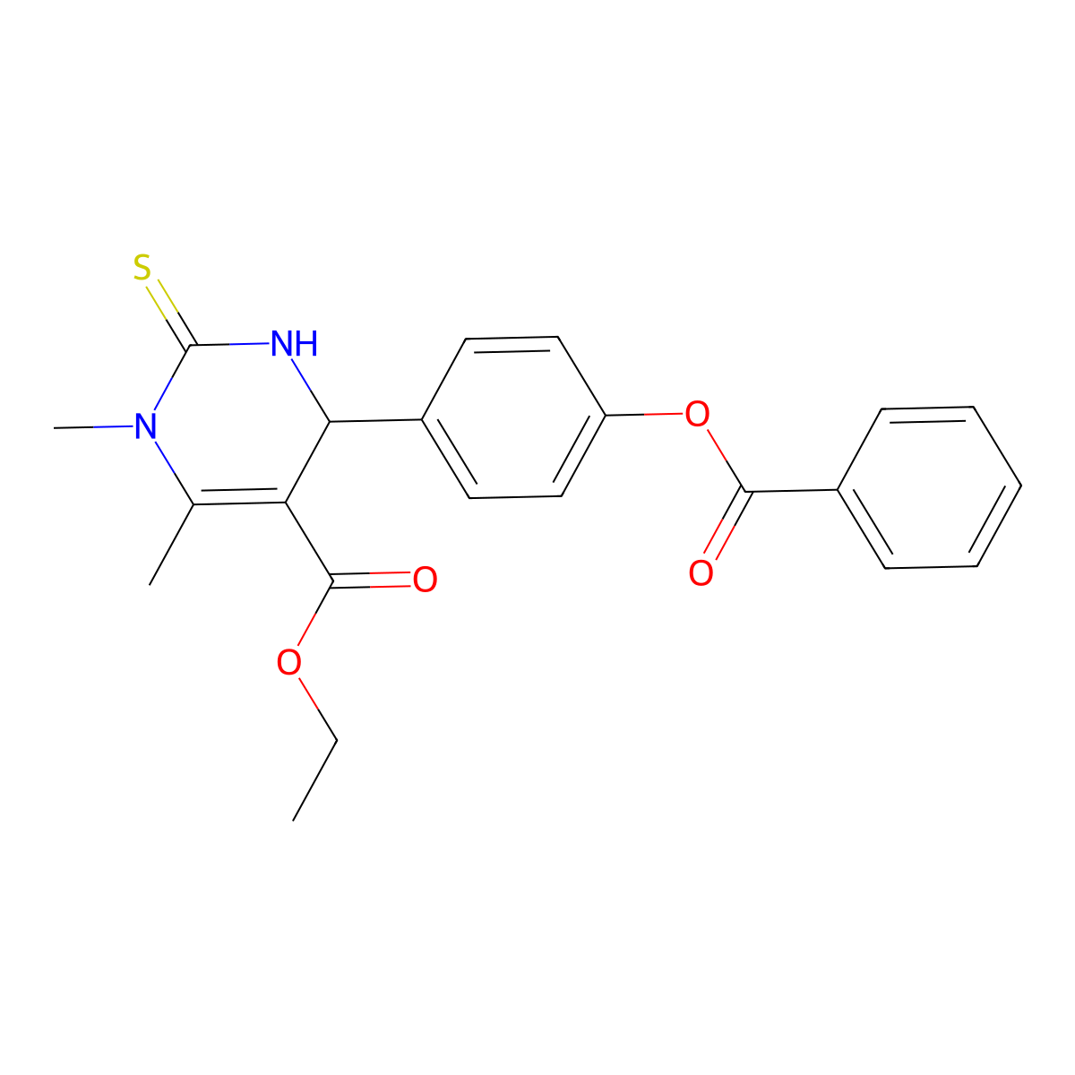 Ethyl 6-(4-benzoyloxyphenyl)-3,4-dimethyl-2-sulfanylidene-1,6-dihydropyrimidine-5-carboxylate molecular structure, CAS 439128-72-0