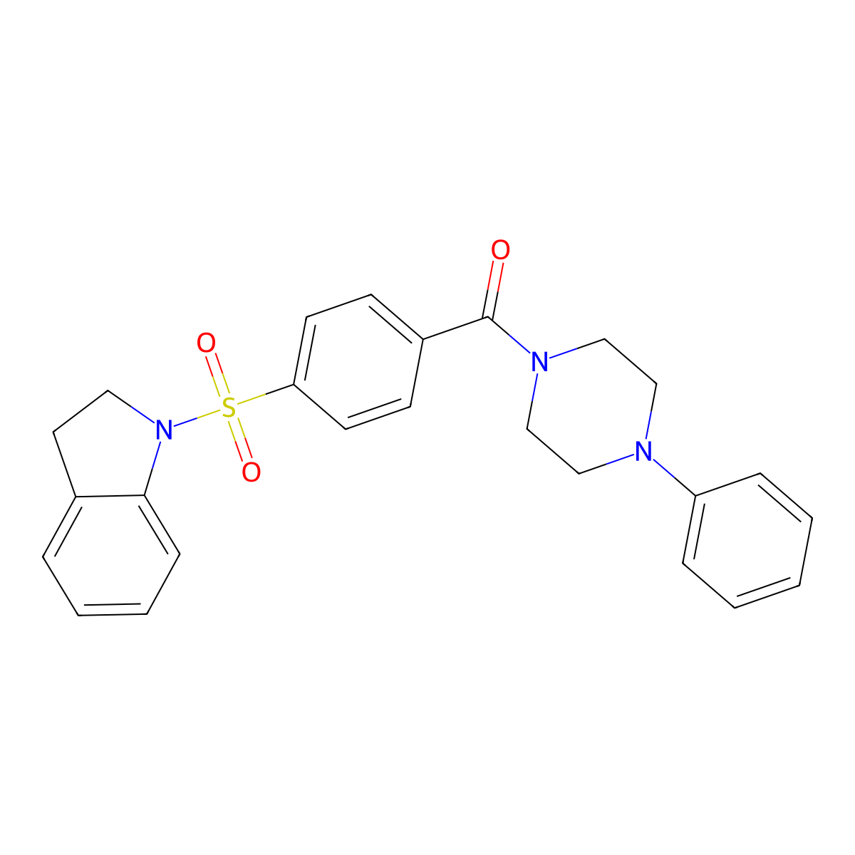 (4-(Indolin-1-ylsulfonyl)phenyl)(4-phenylpiperazin-1-yl)methanone molecular structure, CAS 439128-75-3