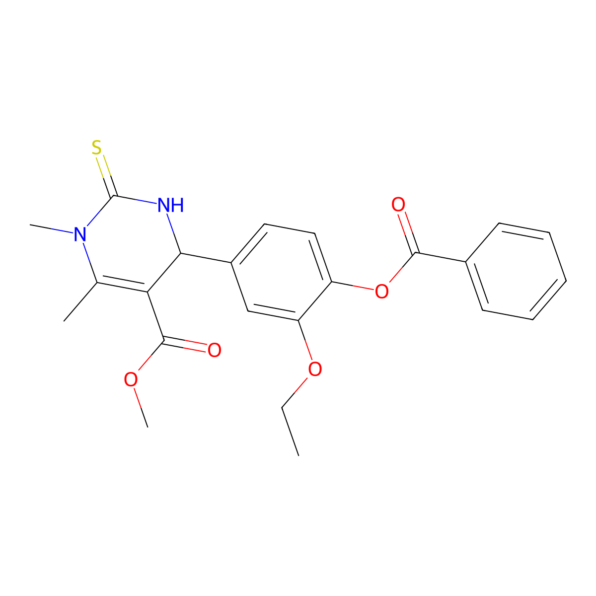 Methyl 6-(4-benzoyloxy-3-ethoxyphenyl)-3,4-dimethyl-2-sulfanylidene-1,6-dihydropyrimidine-5-carboxylate molecular structure, CAS 439128-78-6