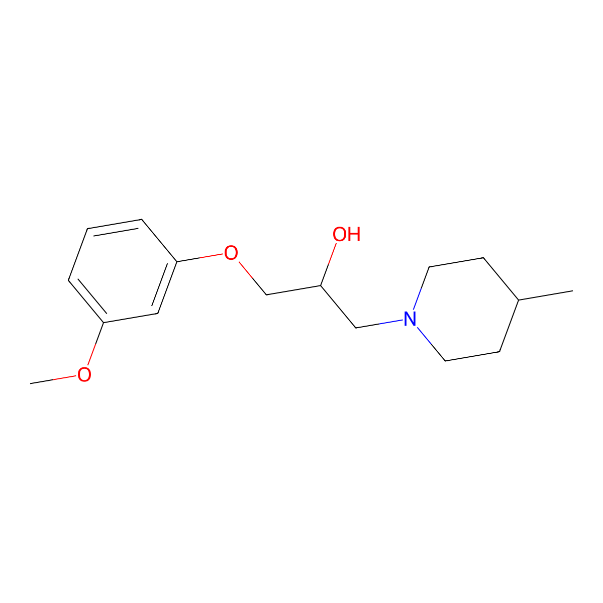 1-(3-Methoxyphenoxy)-3-(4-methylpiperidin-1-yl)propan-2-ol molecular structure, CAS 439128-84-4