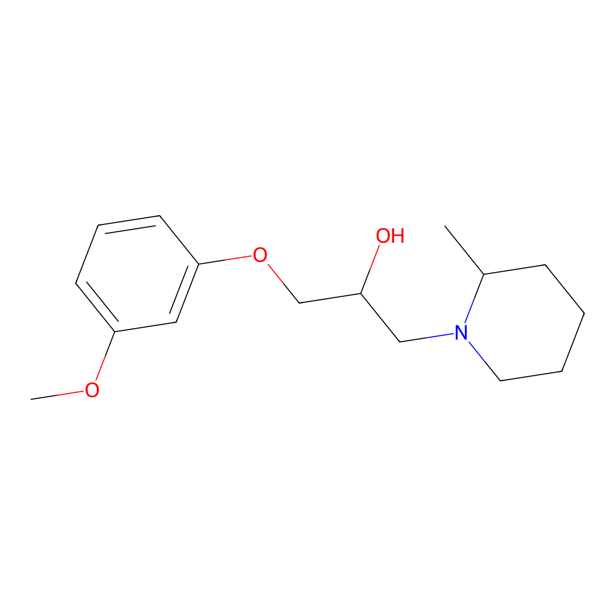 1-(3-Methoxyphenoxy)-3-(2-methylpiperidin-1-yl)propan-2-ol molecular structure, CAS 439128-85-5