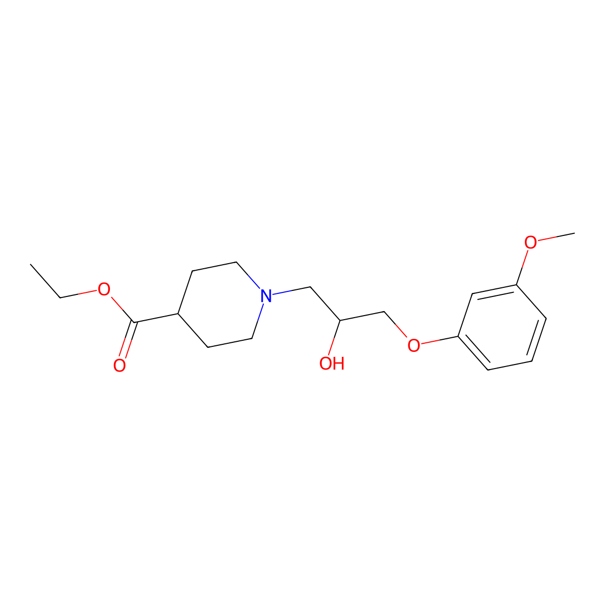 Ethyl 1-[2-hydroxy-3-(3-methoxyphenoxy)propyl]piperidine-4-carboxylate molecular structure, CAS 439128-95-7