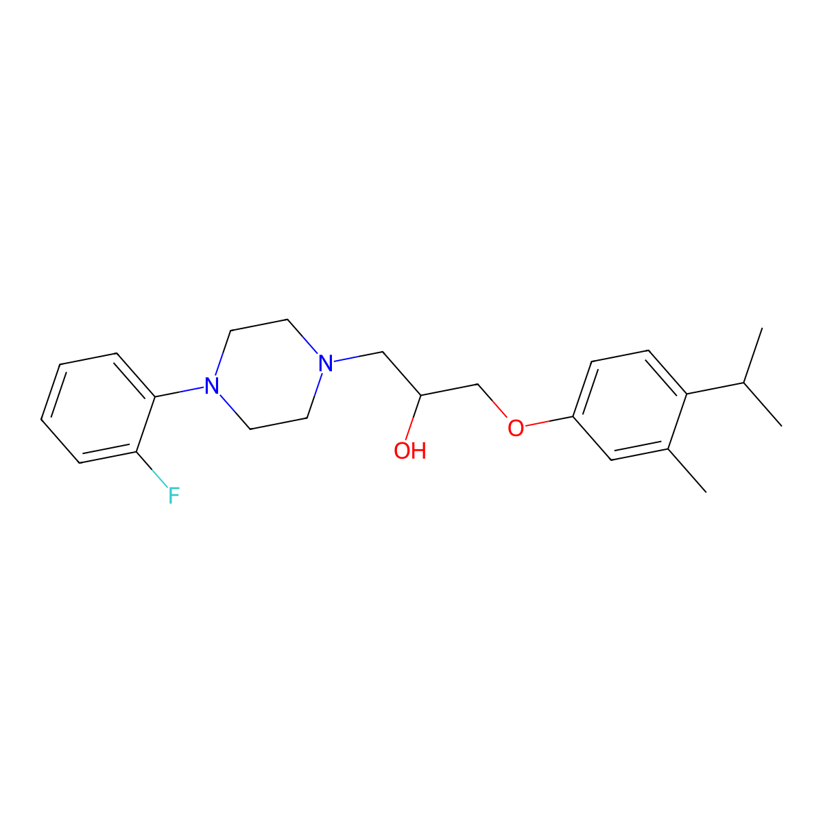 1-[4-(2-Fluorophenyl)piperazin-1-yl]-3-(3-methyl-4-propan-2-ylphenoxy)propan-2-ol molecular structure, CAS 439130-57-1
