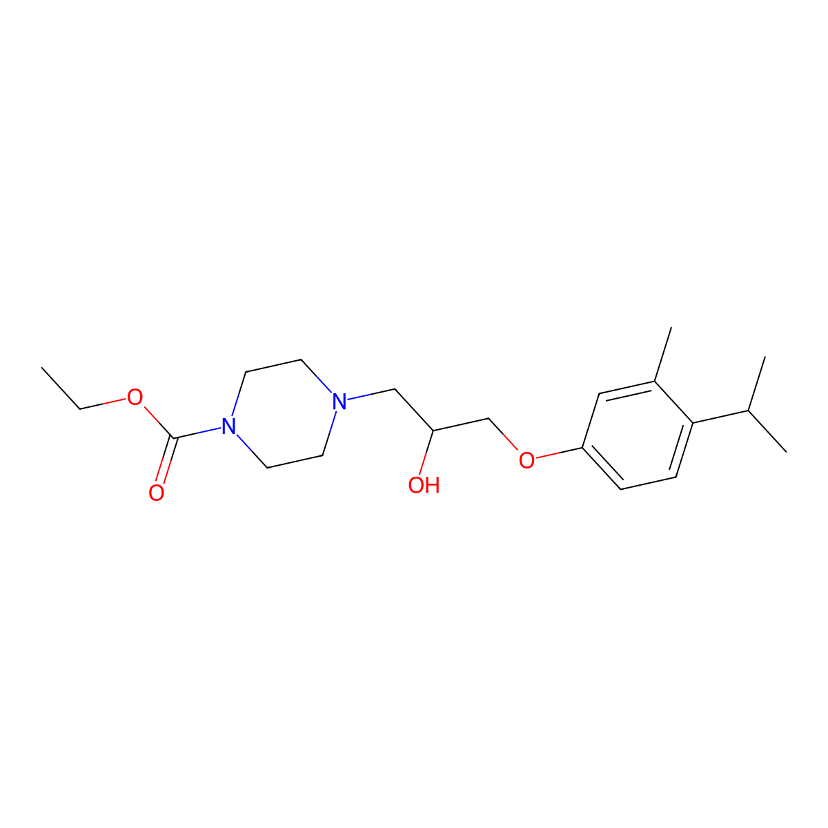 Ethyl 4-[2-hydroxy-3-(4-isopropyl-3-methylphenoxy)propyl]-1-piperazinecarboxylate molecular structure, CAS 439130-76-4