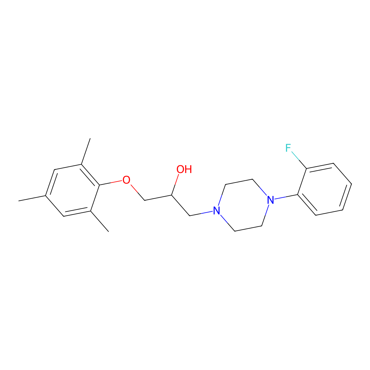 1-[4-(2-Fluorophenyl)piperazin-1-yl]-3-(2,4,6-trimethylphenoxy)propan-2-ol molecular structure, CAS 439130-97-9
