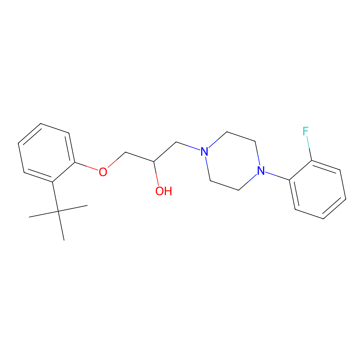 1-(2-Tert-butylphenoxy)-3-[4-(2-fluorophenyl)piperazin-1-yl]propan-2-ol molecular structure, CAS 439131-02-9