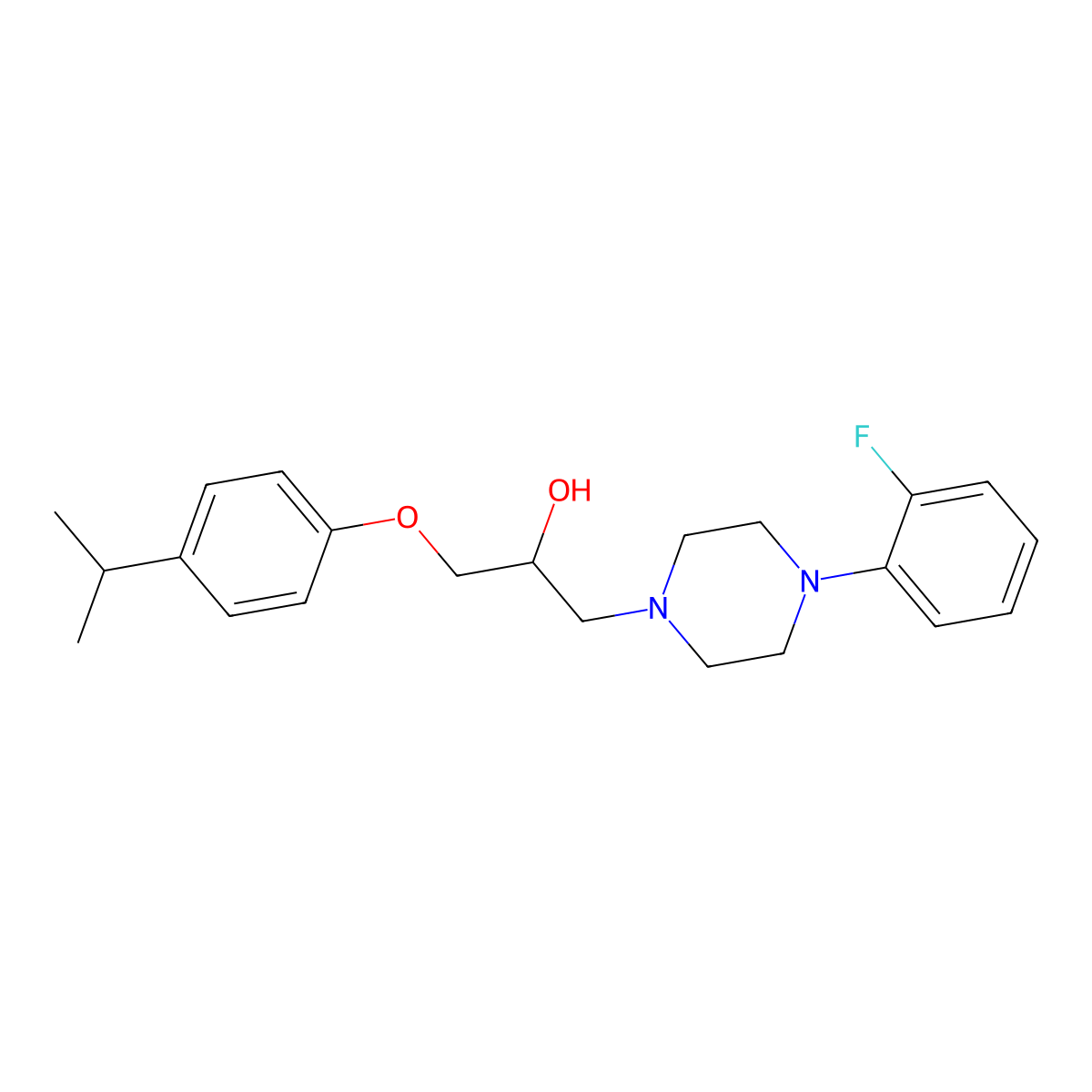1-[4-(2-Fluorophenyl)piperazin-1-yl]-3-(4-propan-2-ylphenoxy)propan-2-ol molecular structure, CAS 439131-07-4