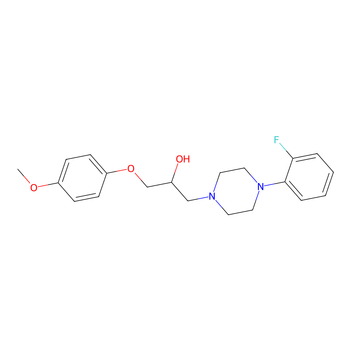 1-[4-(2-Fluorophenyl)piperazin-1-yl]-3-(4-methoxyphenoxy)propan-2-ol molecular structure, CAS 439131-09-6