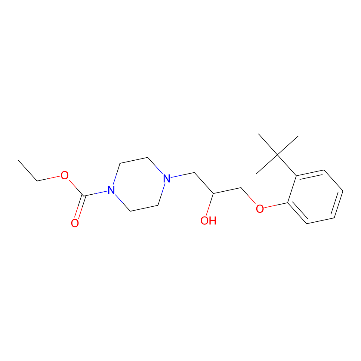 Ethyl 4-[3-(2-tert-butylphenoxy)-2-hydroxypropyl]piperazine-1-carboxylate molecular structure, CAS 439131-17-6