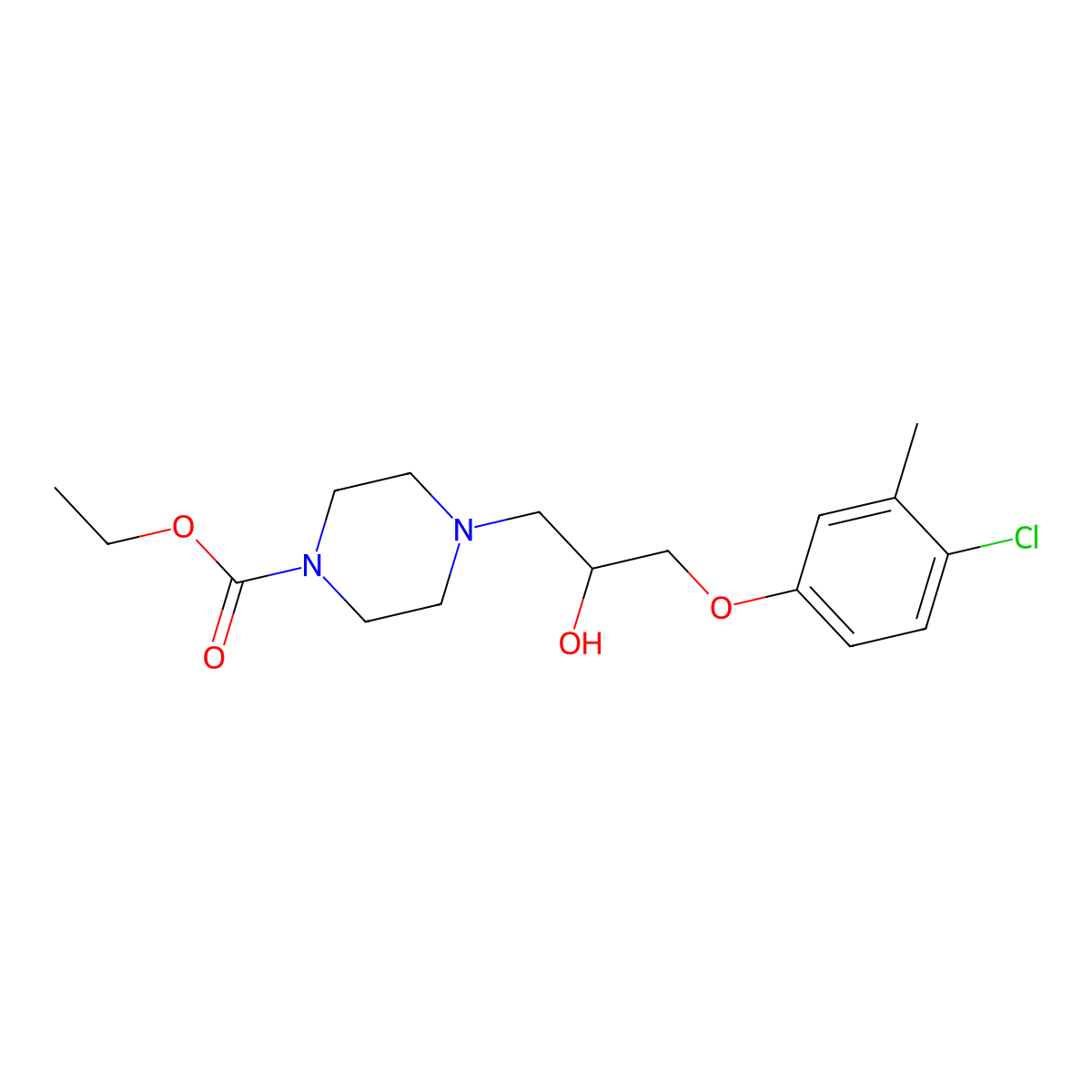 Ethyl 4-[3-(4-chloro-3-methylphenoxy)-2-hydroxypropyl]-1-piperazinecarboxylate molecular structure, CAS 439131-19-8