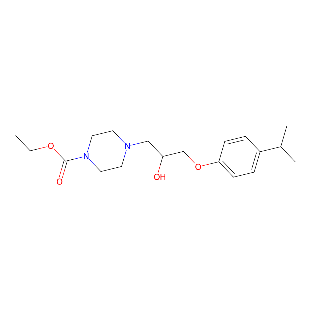 Ethyl 4-[2-hydroxy-3-(4-isopropylphenoxy)propyl]-1-piperazinecarboxylate molecular structure, CAS 439131-21-2