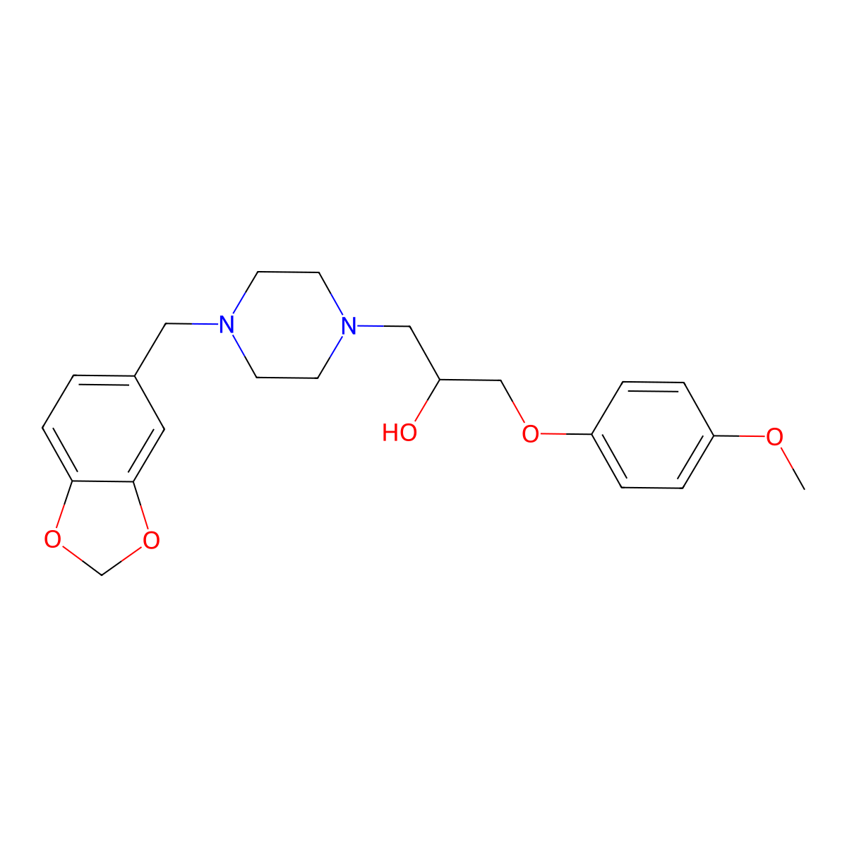 1-[4-(1,3-Benzodioxol-5-ylmethyl)piperazin-1-yl]-3-(4-methoxyphenoxy)propan-2-ol molecular structure, CAS 439131-25-6