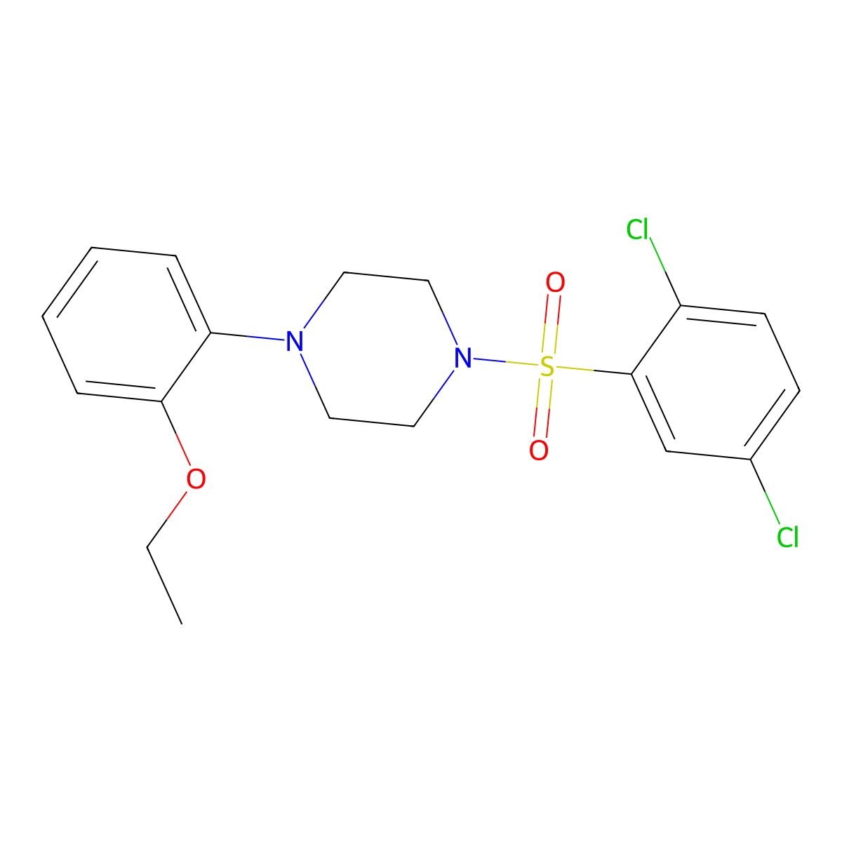 1-(2,5-Dichlorophenyl)sulfonyl-4-(2-ethoxyphenyl)piperazine molecular structure, CAS 439131-68-7