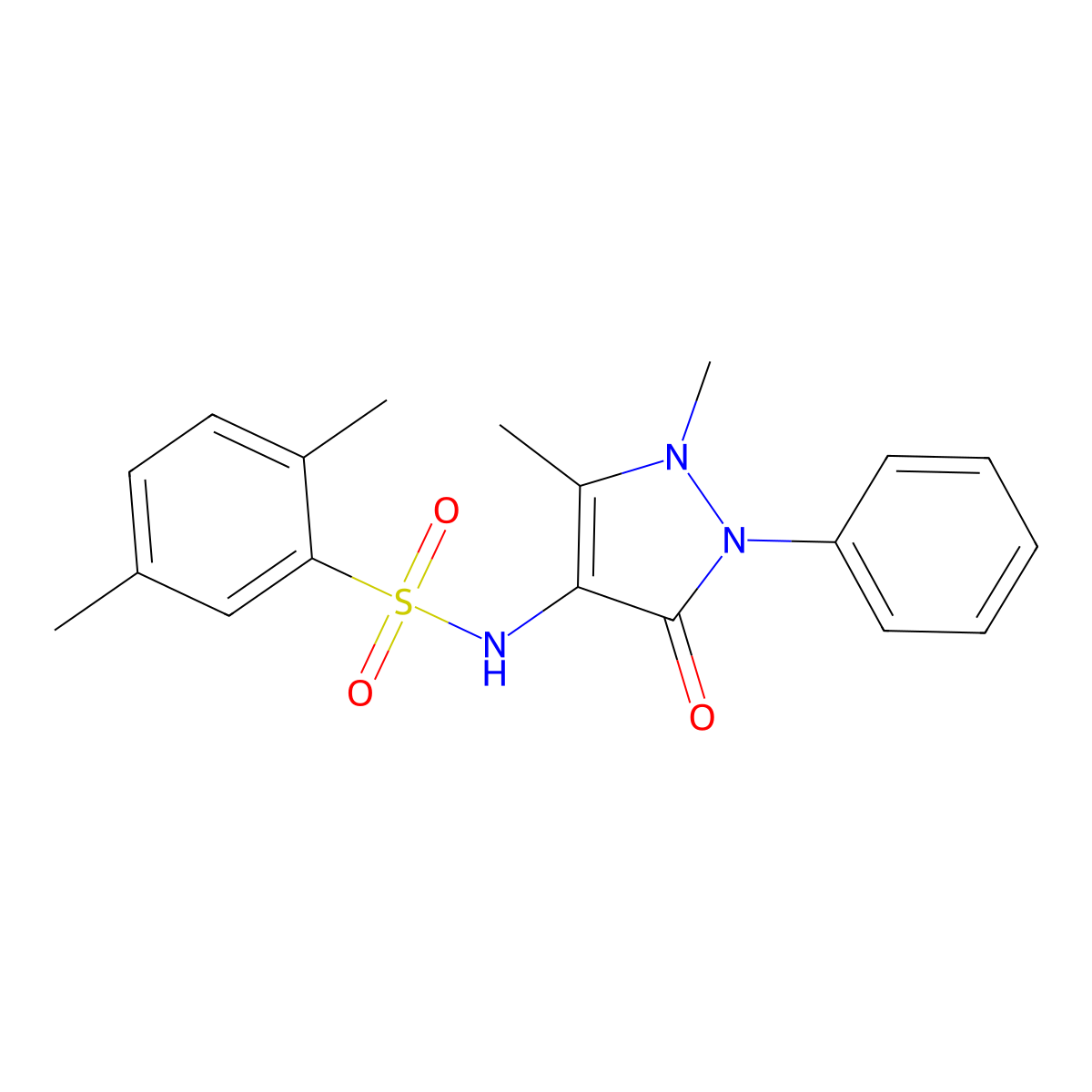 N-(1,5-dimethyl-3-oxo-2-phenylpyrazol-4-yl)-2,5-dimethylbenzenesulfonamide molecular structure, CAS 439132-46-4