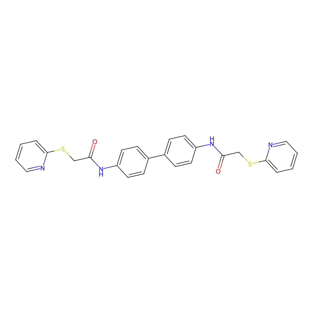 N,N'-biphenyl-4,4'-diylbis[2-(pyridin-2-ylsulfanyl)acetamide] molecular structure, CAS 439133-18-3