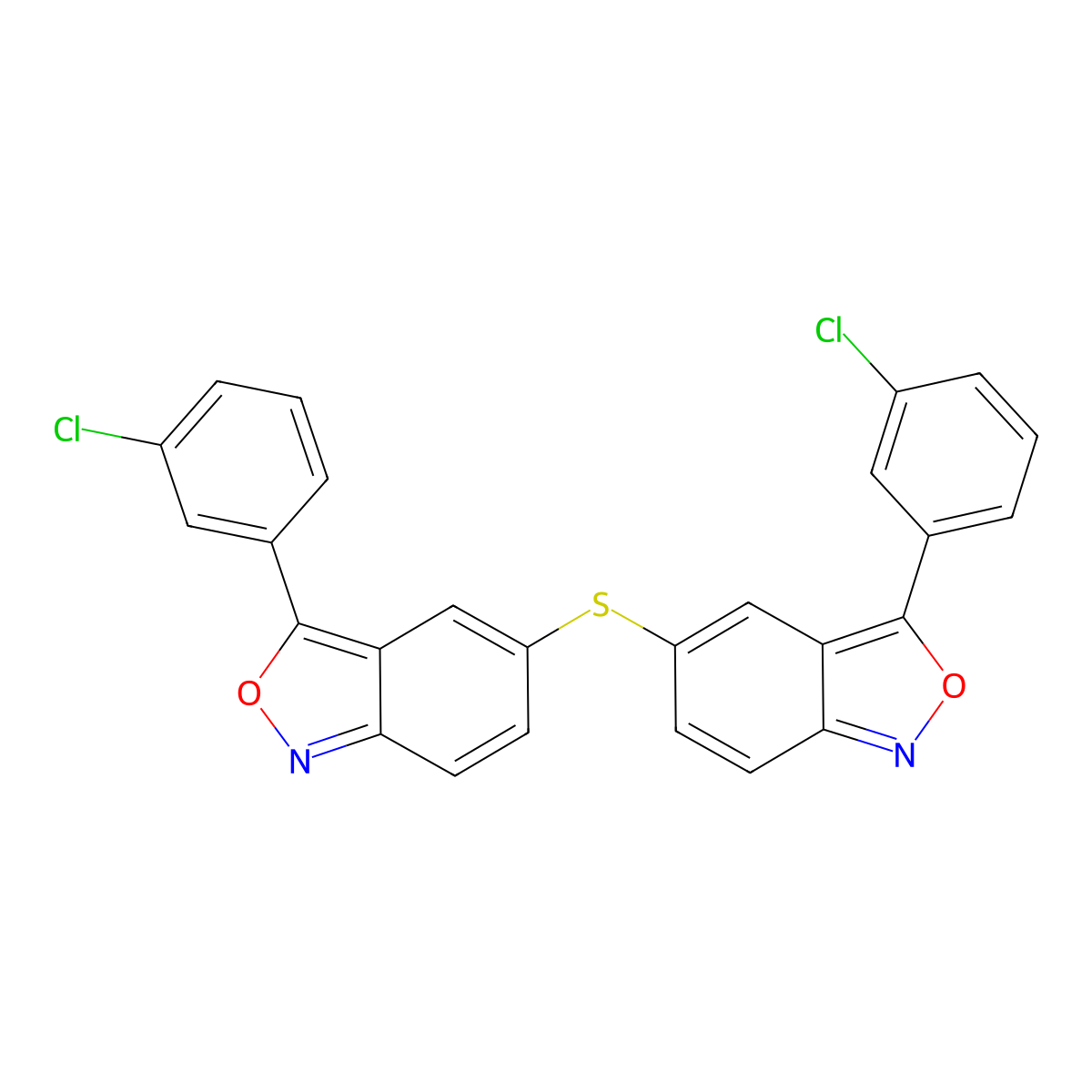 Bis(3-(3-chlorophenyl)benzo[c]isoxazol-5-yl)sulfane molecular structure, CAS 439136-08-0
