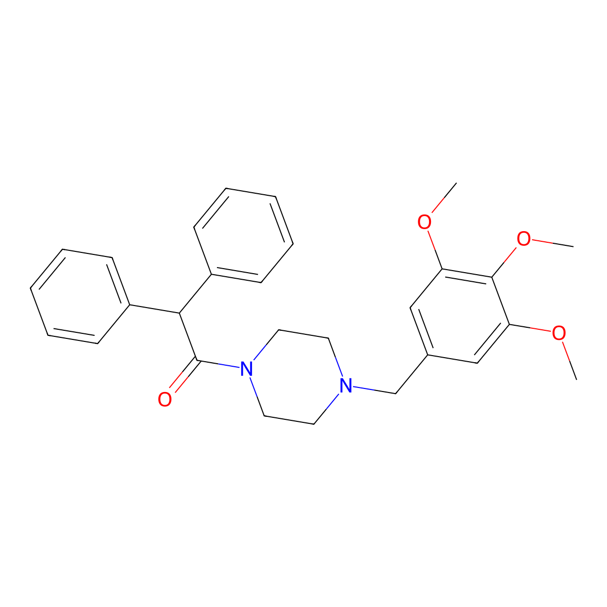 2,2-Diphenyl-1-[4-[(3,4,5-trimethoxyphenyl)methyl]piperazin-1-yl]ethanone molecular structure, CAS 439136-14-8