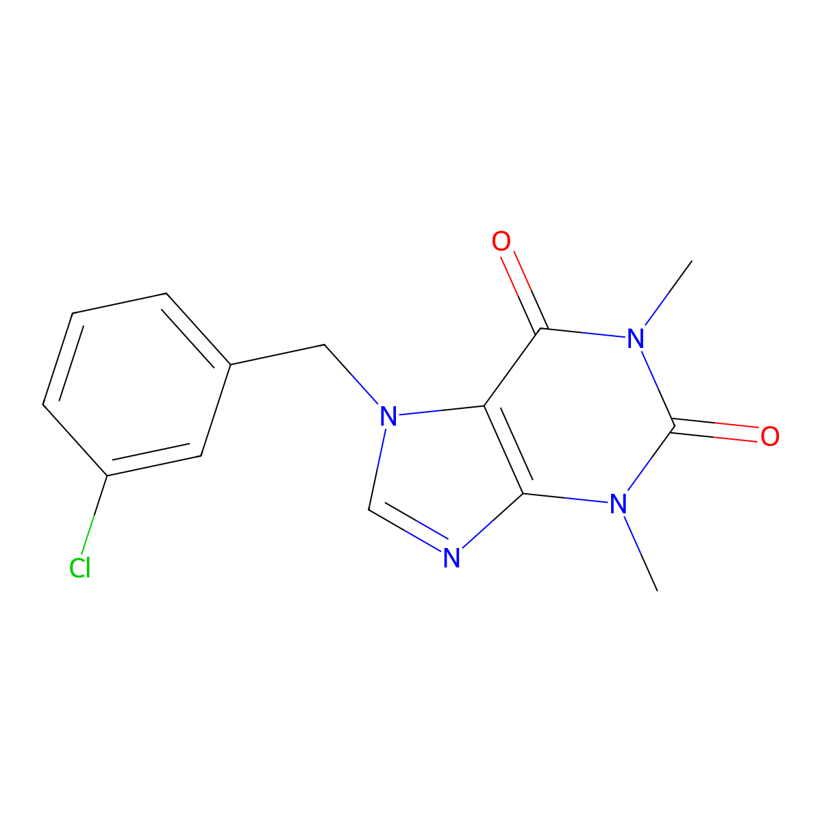 7-[(3-chlorophenyl)methyl]-1,3-dimethyl-2,3,6,7-tetrahydro-1H-purine-2,6-dione molecular structure, CAS 439136-25-1