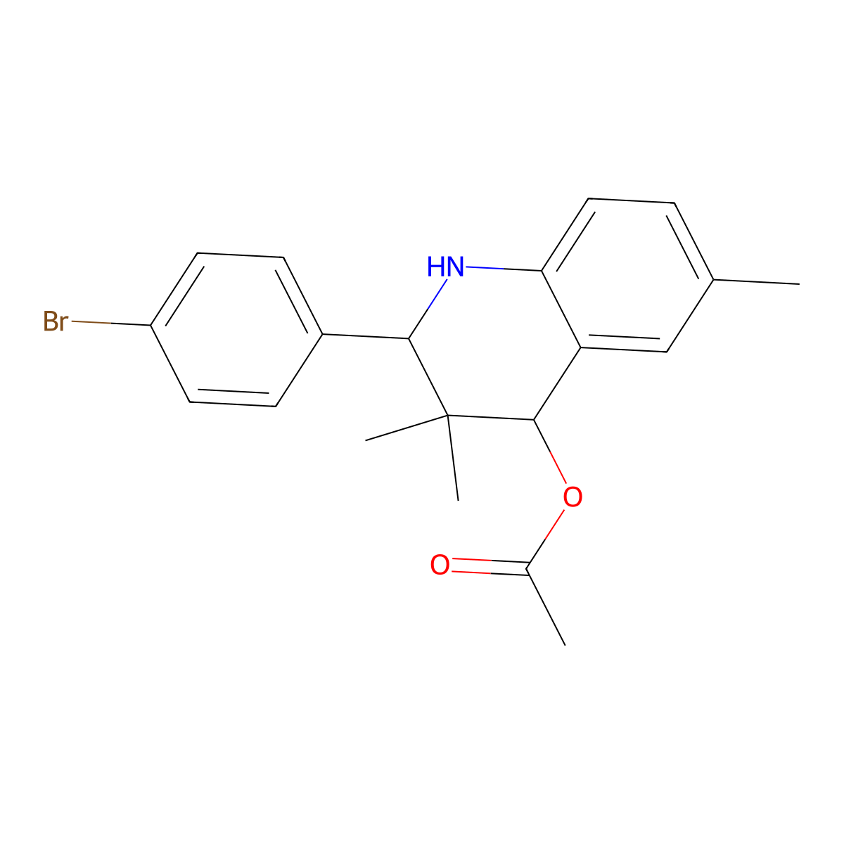 2-(4-Bromophenyl)-3,3,6-trimethyl-1,2,3,4-tetrahydroquinolin-4-yl acetate molecular structure, CAS 439136-30-8